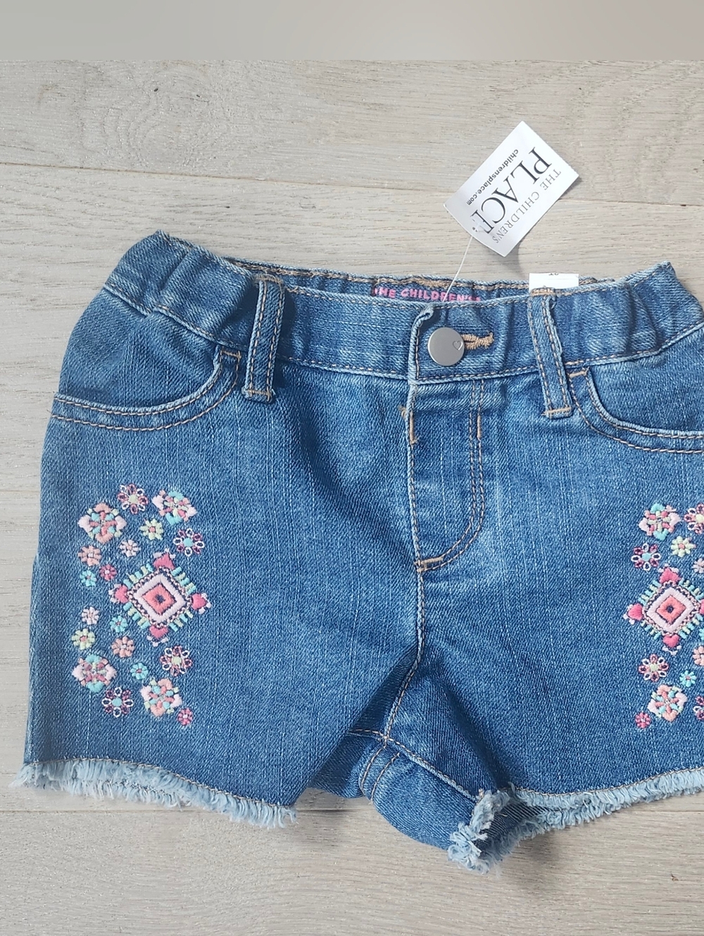 The Children's Place  Embroidered Floral Denim Jean Shorts 3T